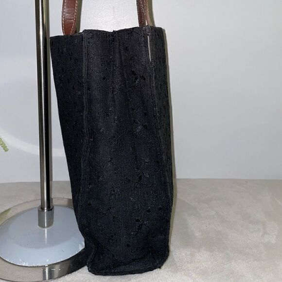 Bechamel Embroidered Tote with Leather Trim Black Small - Picture 3 of 7